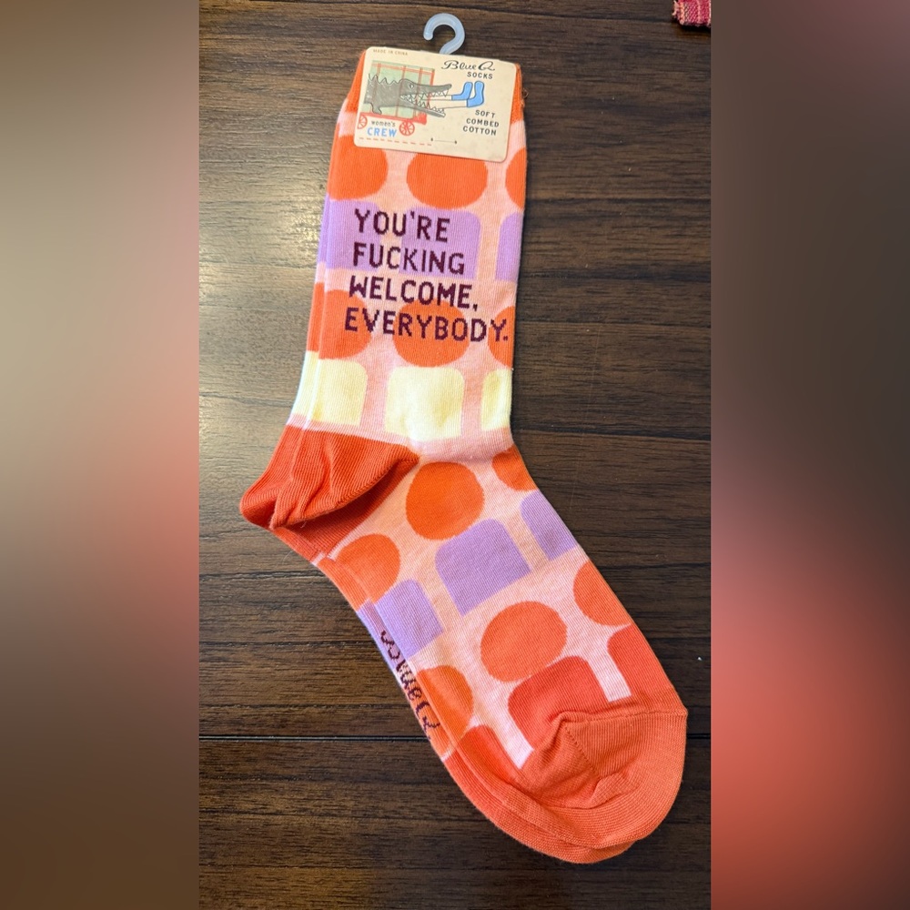 Blue Q Socks You’re Fucking Welcome Everybody